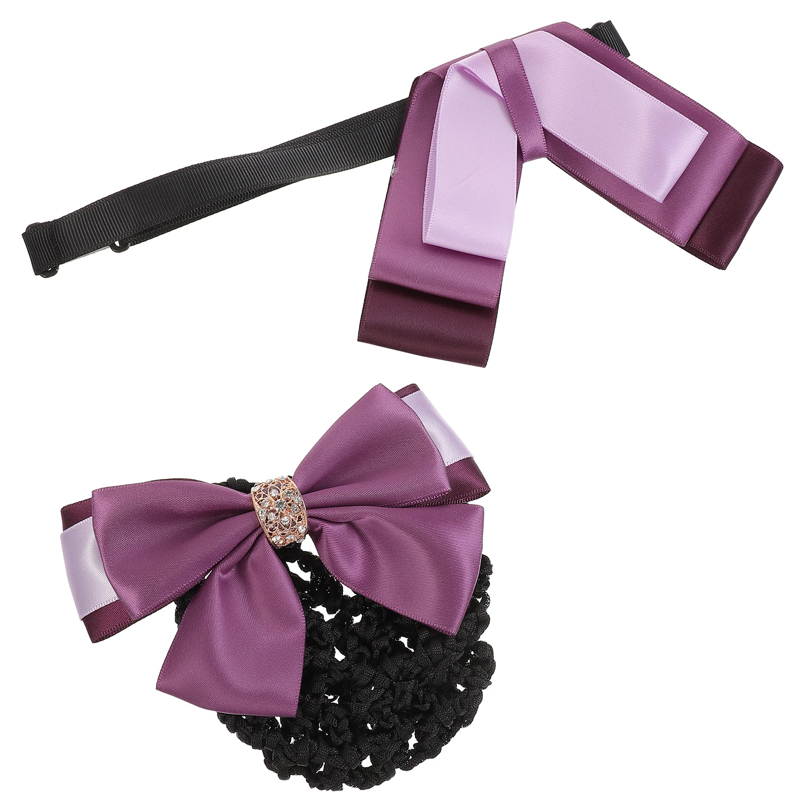 

2pcs Hair Bun Clips Nets Holders for Women Bowknot Uniform Tie Accessories Lightweight Office Party Elegant Head Decor