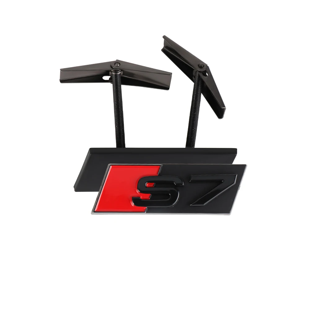 3D ABS Chrom Schwarz S Logo Kühlergrill-Emblem Aufkleber Auto Frontgrill-Abzeichen Dekoration für Audi RS3 RS4 RS5 RS6 RS7 S3 S4 S5 S6 S7 S8