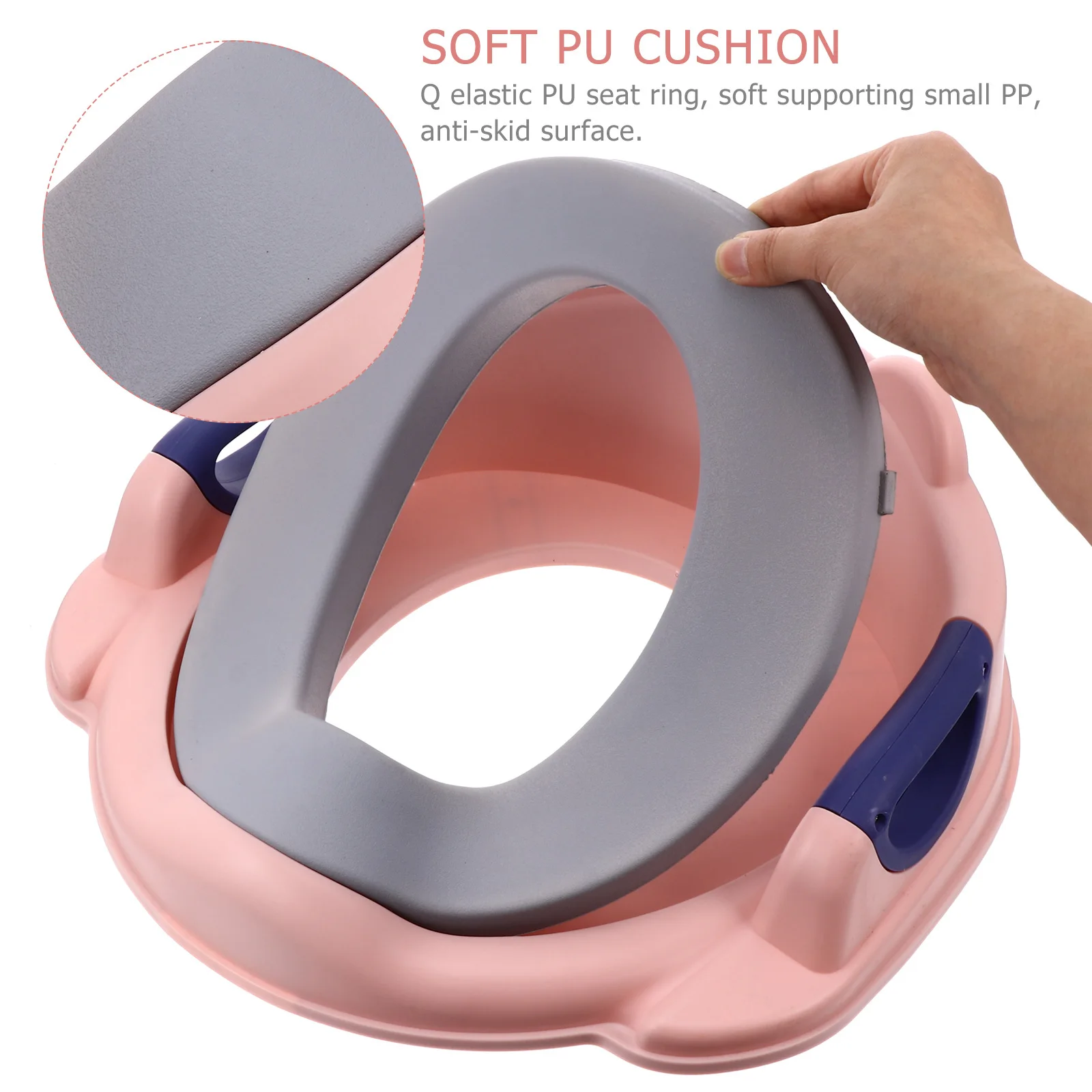 Kids Toilet Trainer Seat Pu Material Non-Slip Buckle Easy Install Comfortable Arc Design For Toddler Baby Potty Training Ring