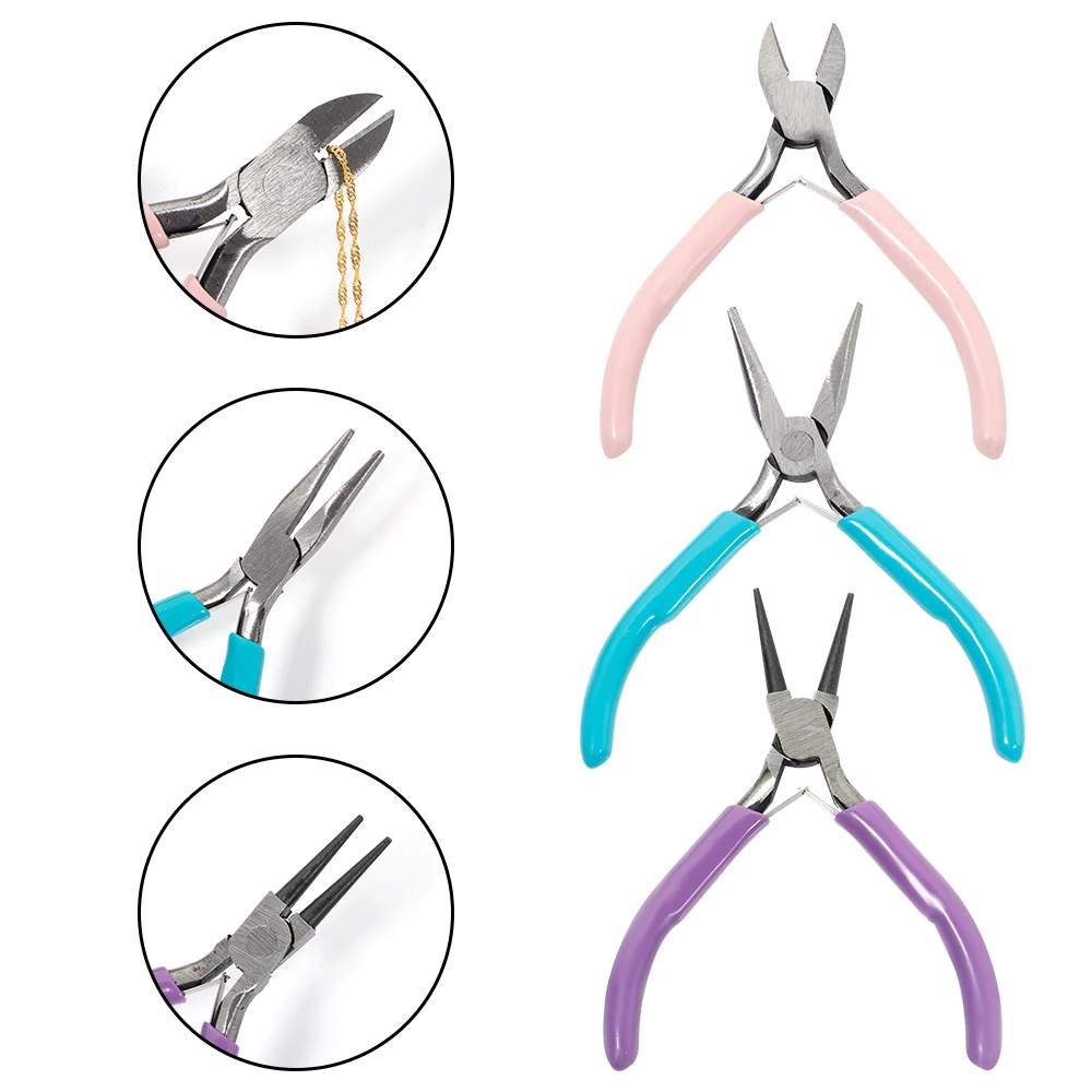 Portable Jewelry Pliers Tools Equipment Kit Round Nose Cutting Wire Pliers Tweezers Kit For Jewelry Making Handmade Accessories