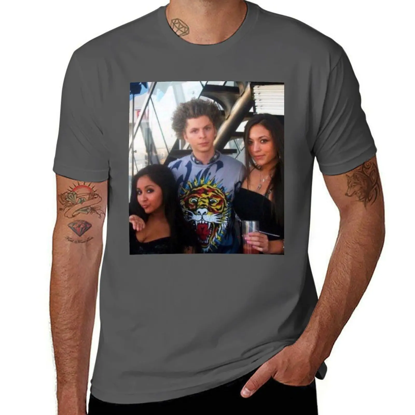

Michael Cera on Jersey Shore T-Shirt Basic Crew Neck Short Sleeve Top