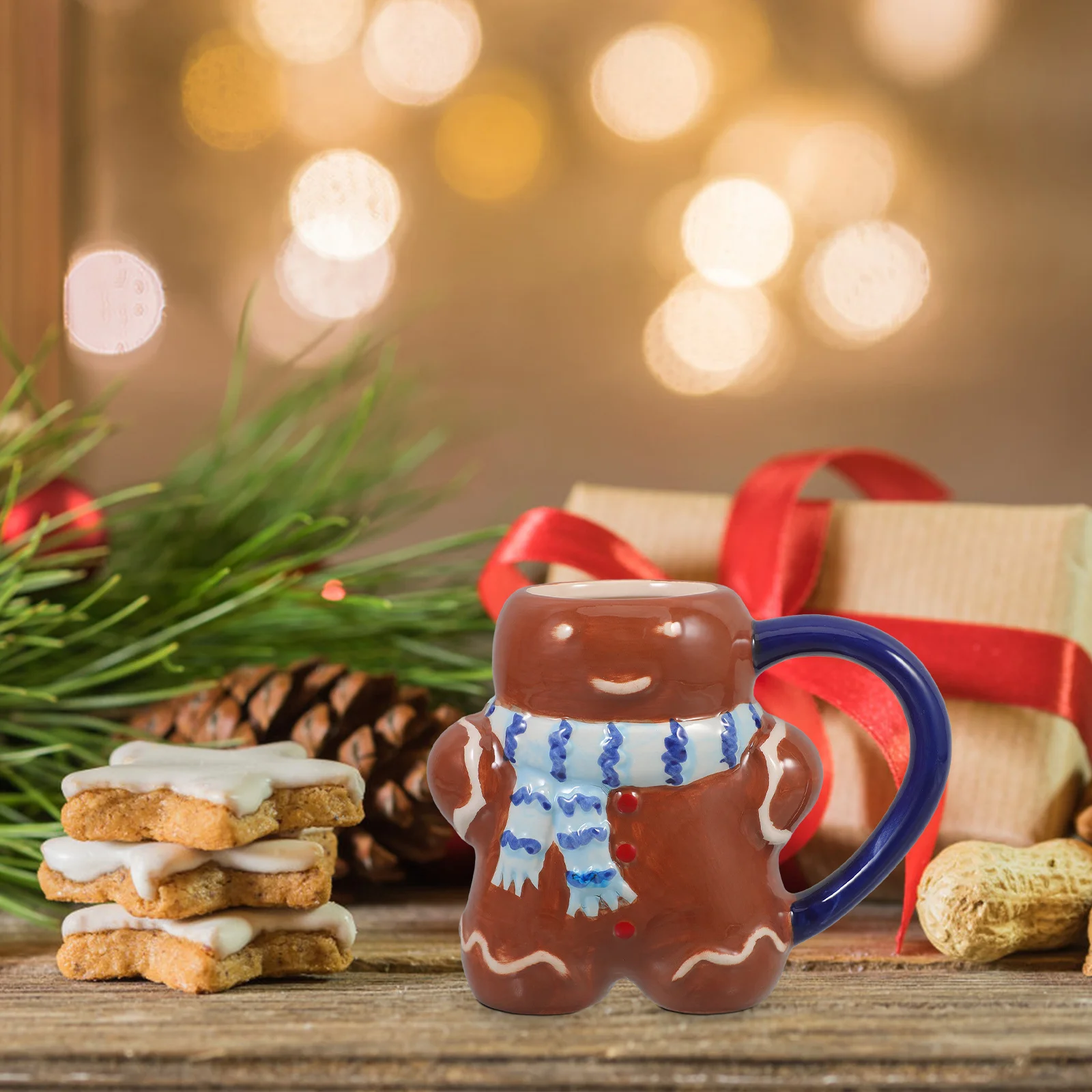 

Gingerbread Coffee Mug Ceramic Christmas Cup 350Ml Multi-Functional Drinkware for Water Juice Latte Home Kitchen Decor