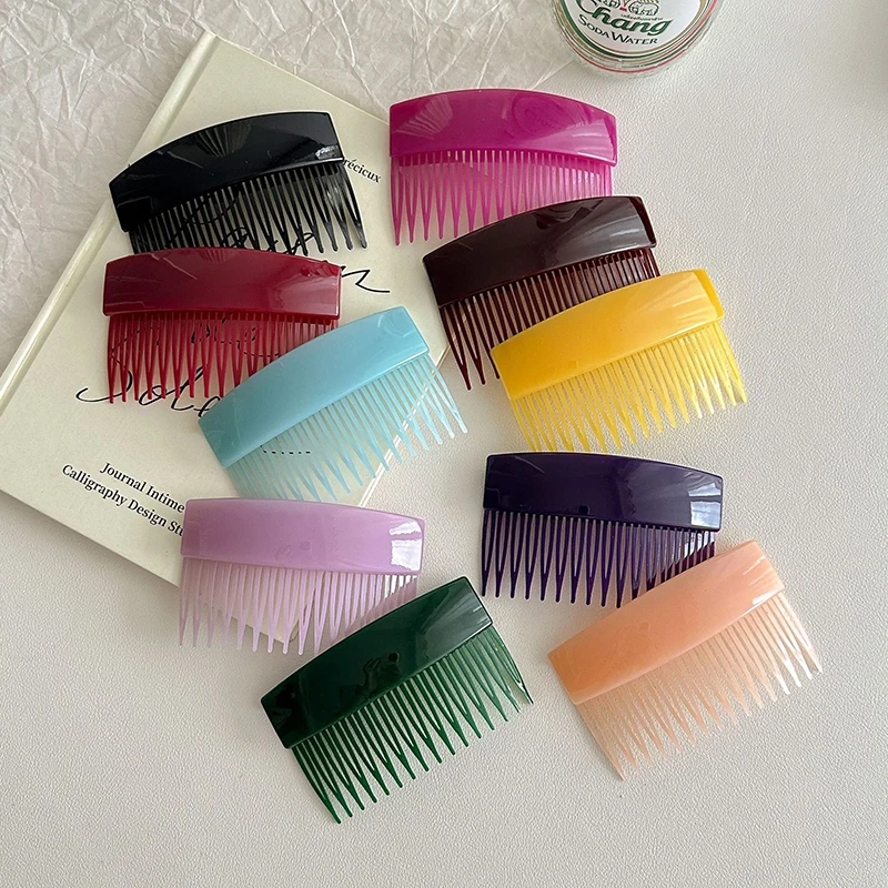 

1Pc Acetate Solid Color Hair Comb Clips For Bangs 8.7*5.5cm Clip Teeth for Fine Hair Accessories Women Girls Styling Accessories