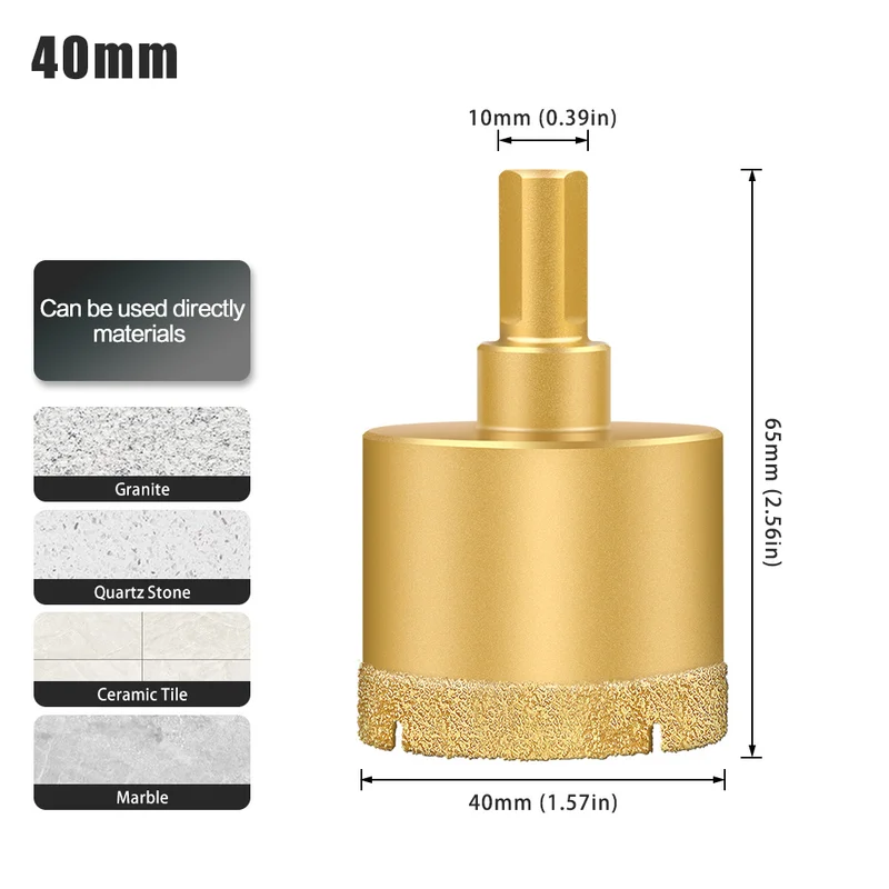 Broca para brasagem de azulejos secos, multifuncional, mármore, vitrificado, perfuração de vidro, granito, abridor de buraco seco