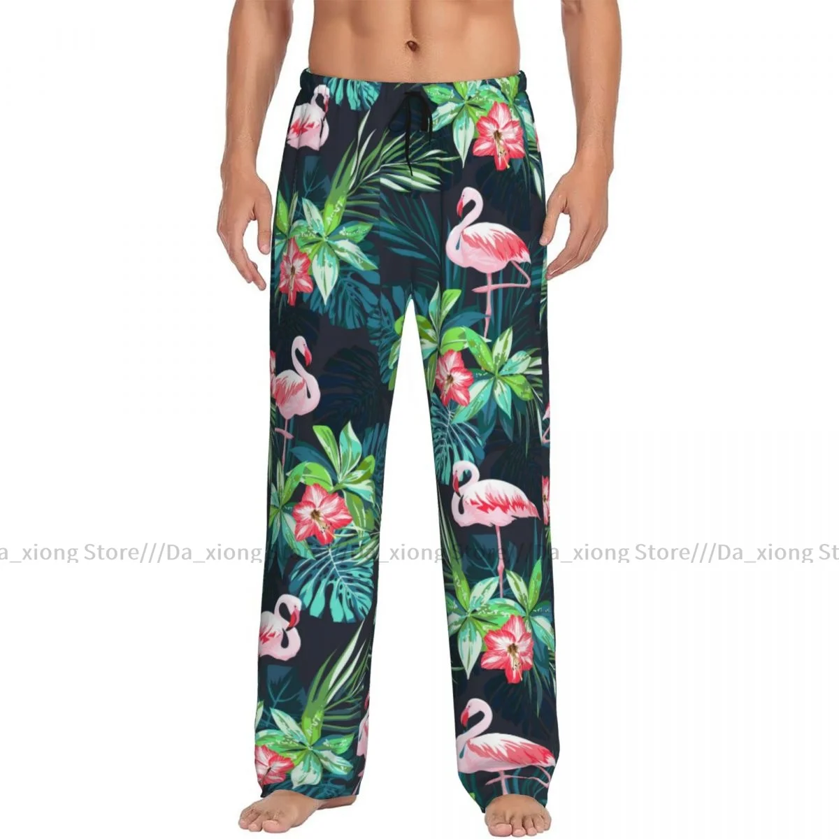 Men's Sleepwear Loose Sleep Pants Pajamas Tropical Flamingos Long Lounge Bottoms Casual Homewear