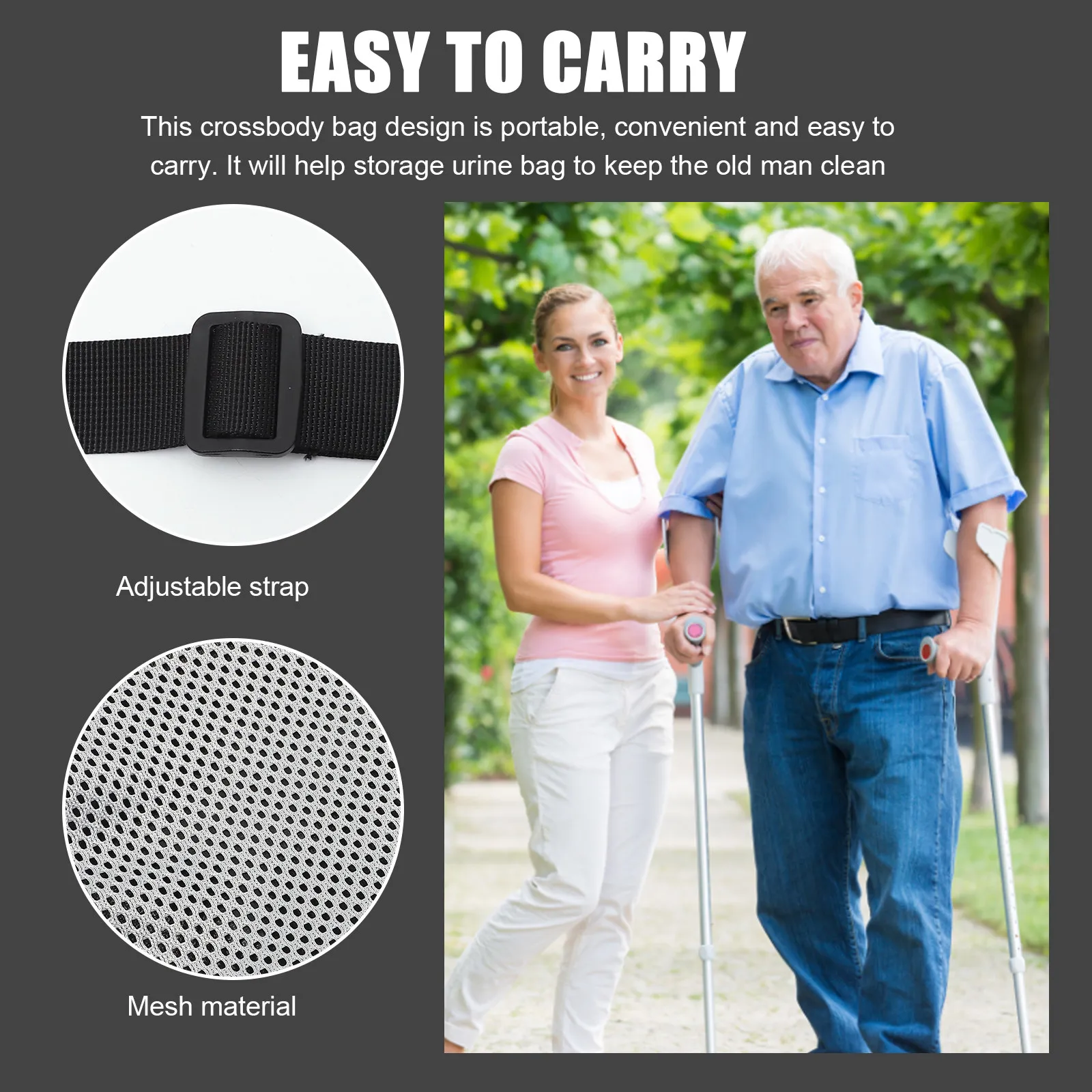 Comfortable Adjustable Bag Cover Breathable Mesh Strap Urinary Holder for Collection and Catheter