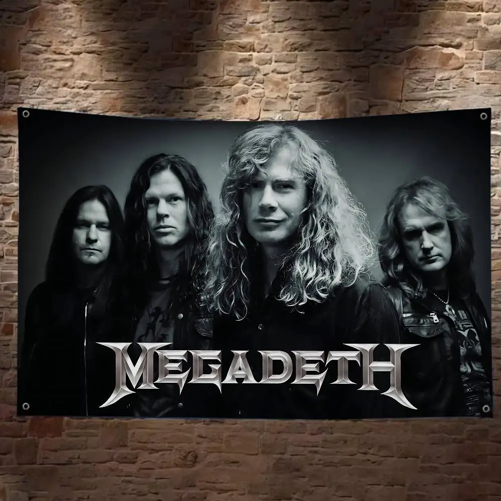Heavy Metal Rock Band M-Megadeths Small Size Cheerleading Banner Hand Pulled Flag Outdoor Atmosphere Flags