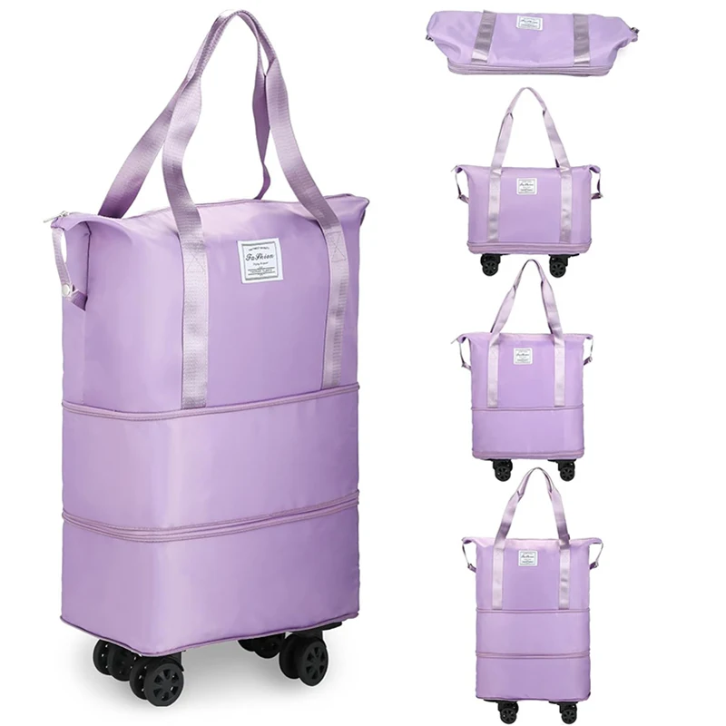 

Foldable Expandable Wheeled Duffel Bag with 360° Wheels & Carry Handle for Men Women Large Capacity Travel Luggage Shopping Bag