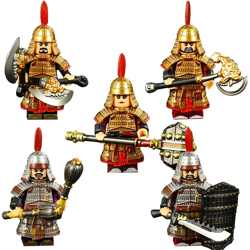 KP901-905 Antike Zeiten Tang-Dynastie Gold-Soldaten Actionfiguren Bausteine Zubehör DIY Spielzeug Geschenke – Detail 1