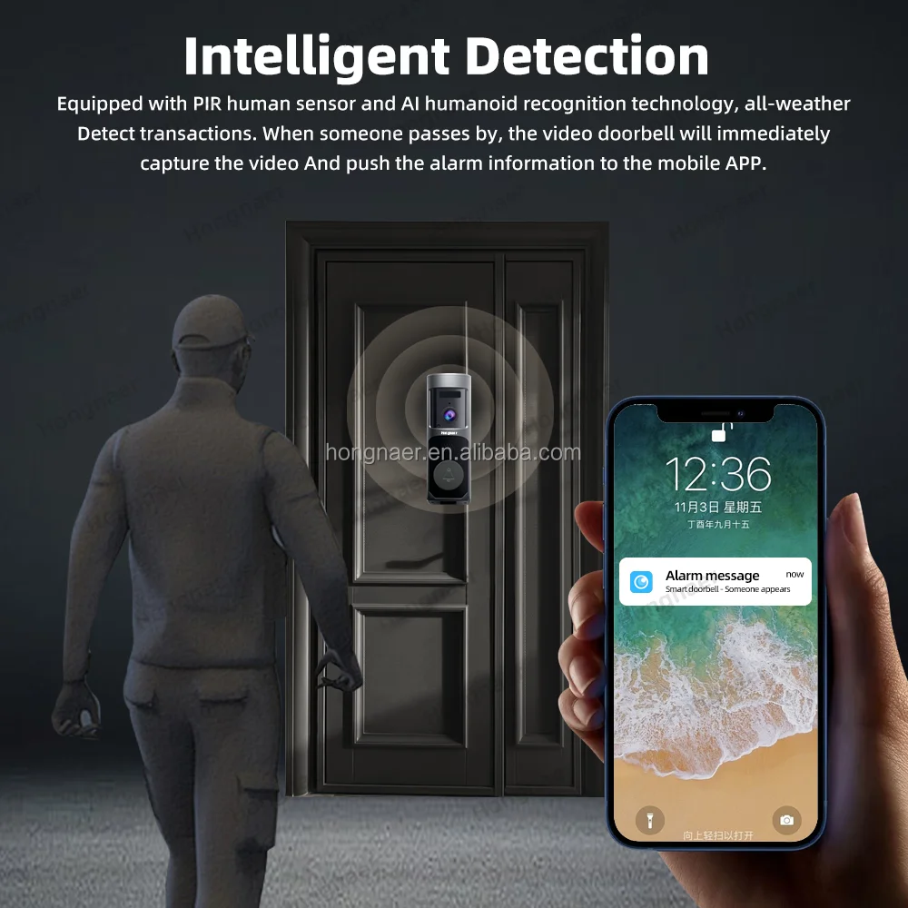 2MP WiFi casa intercomunicador con batería timbre de puerta inteligente timbre cámara ICam365 WiFi timbre de vídeo inalámbrico inteligente
