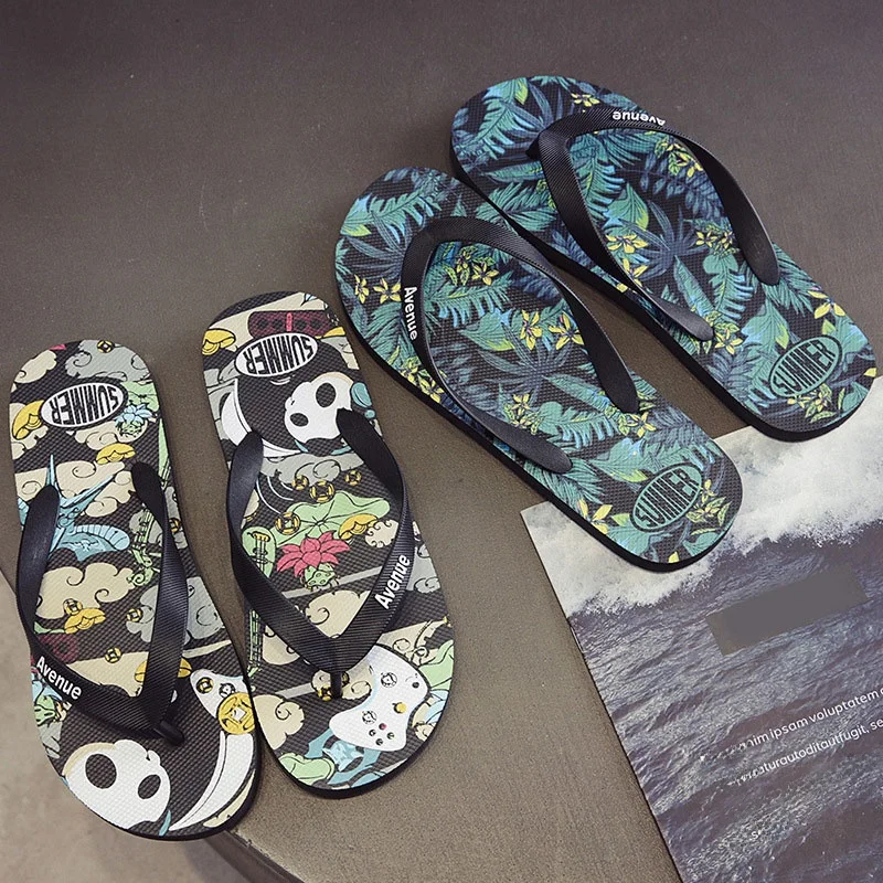 Men's Summer Outdoor Beach Fashion Anti-slip New Model Flip Flops Sandals PVC Material Slip-On Slippers Casual Trendy Footwear
