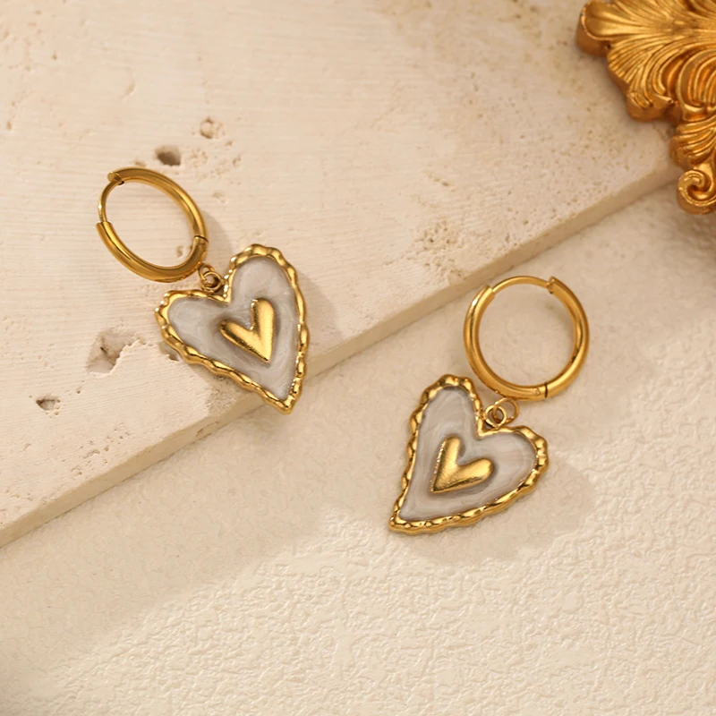 EILIECK 316L Edelstahl Tropfenförmiges Herz Halskette Armband Ohrringe Set für Frauen Trendiger Goldener Schimmer Wasserdichter Schmuck Geschenk – Detail 18