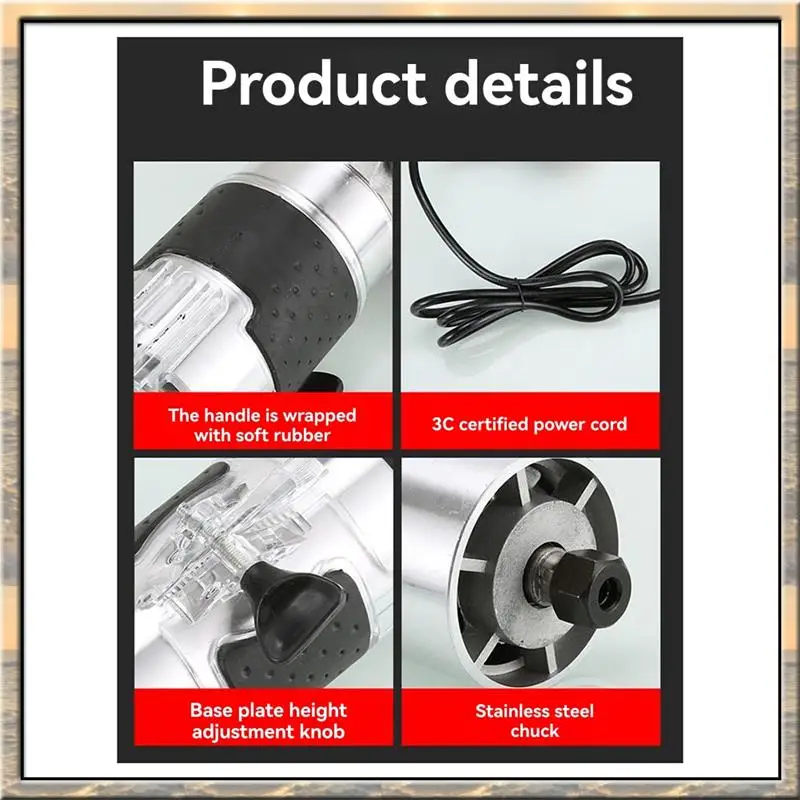 Apr.Electric Trimmer 220V Wood Router Woodworking Milling Engraving Slotting Machine Linear Guide Rail EU Plug