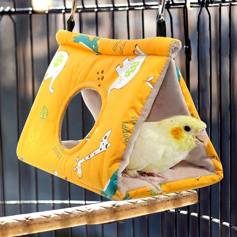 Winter Warm Bird Nest House - Hanging Hammock Velvet Shed Hut Cage Plush  Birds Hideaway Sleeping Bed Fuzzy