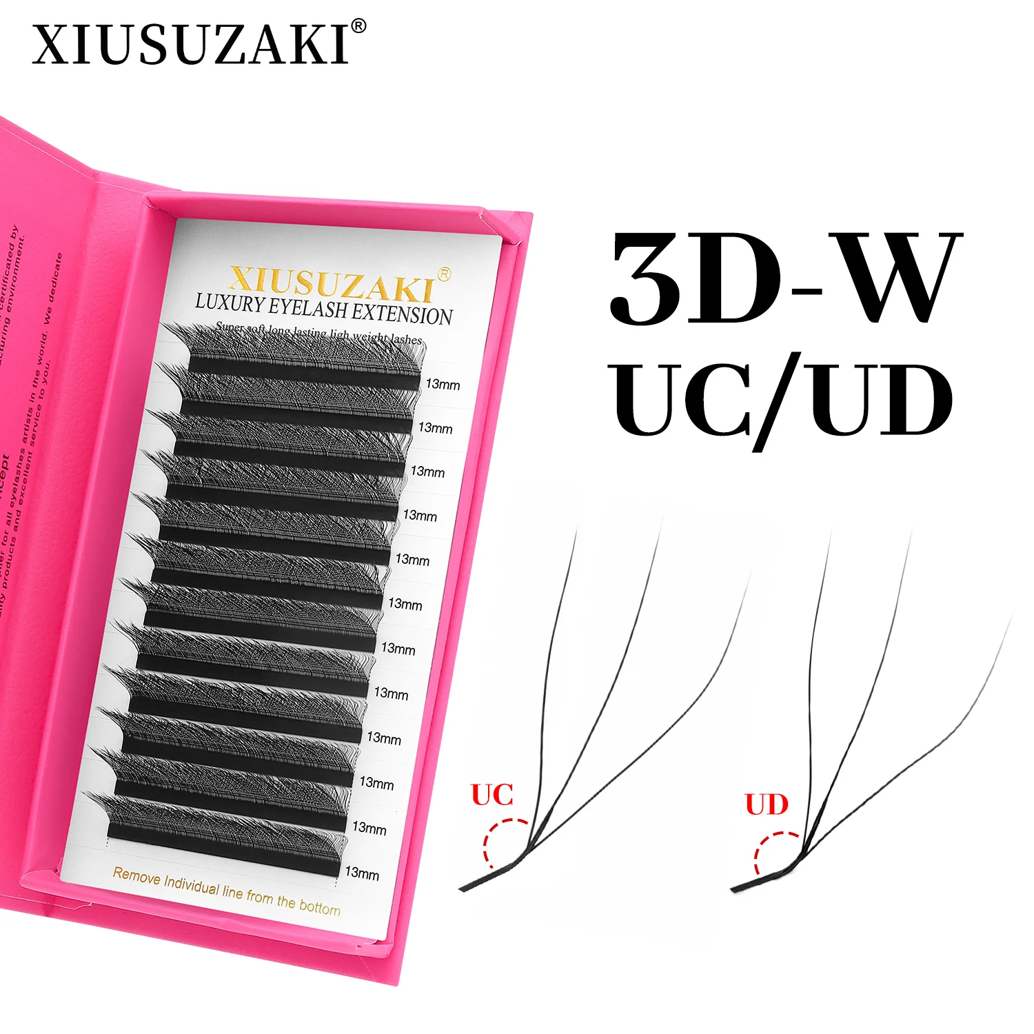 XIUSUZAKI UC/UD Curl 3D W Shaped Lashes Extensions Mink Premade Volume Fans 3D W Eyelashes Extension Individual False Eyelashes