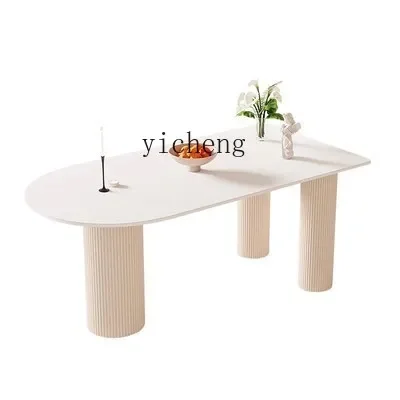 ZK Stone Plate  Kitchen Island Special-Shaped Integrated Home Chair Simple and Light Luxury Cream Style Dining Table and Chair