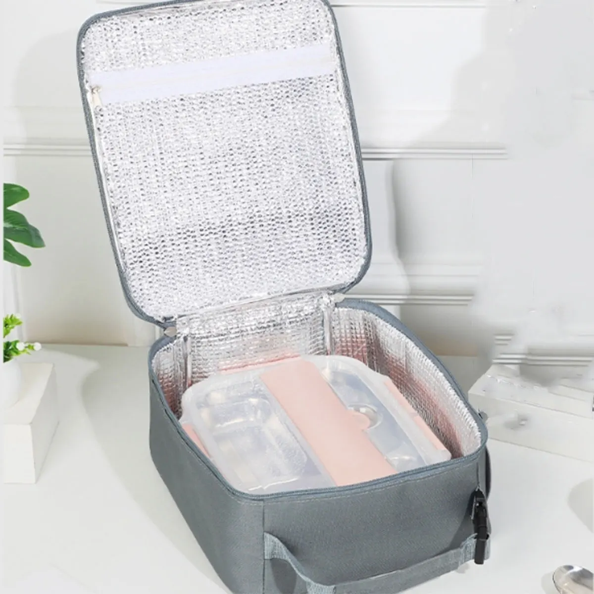 حقيبة حرارية محمولة لصندوق الغداء للعمل مع حقيبة بينتو المحمولة من رقائق الألومنيوم وحقيبة ثلج سميكة وحقيبة صندوق الغداء ذات سعة كبيرة #3