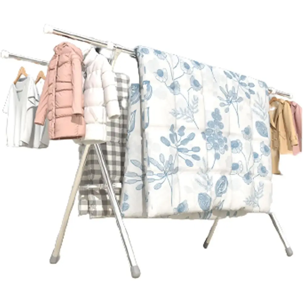 

Прочная вешалка для одежды из нержавеющей стали — сверхмощная, выдвижная, компактная для использования в помещении и на открытом воздухе (1,6 м)