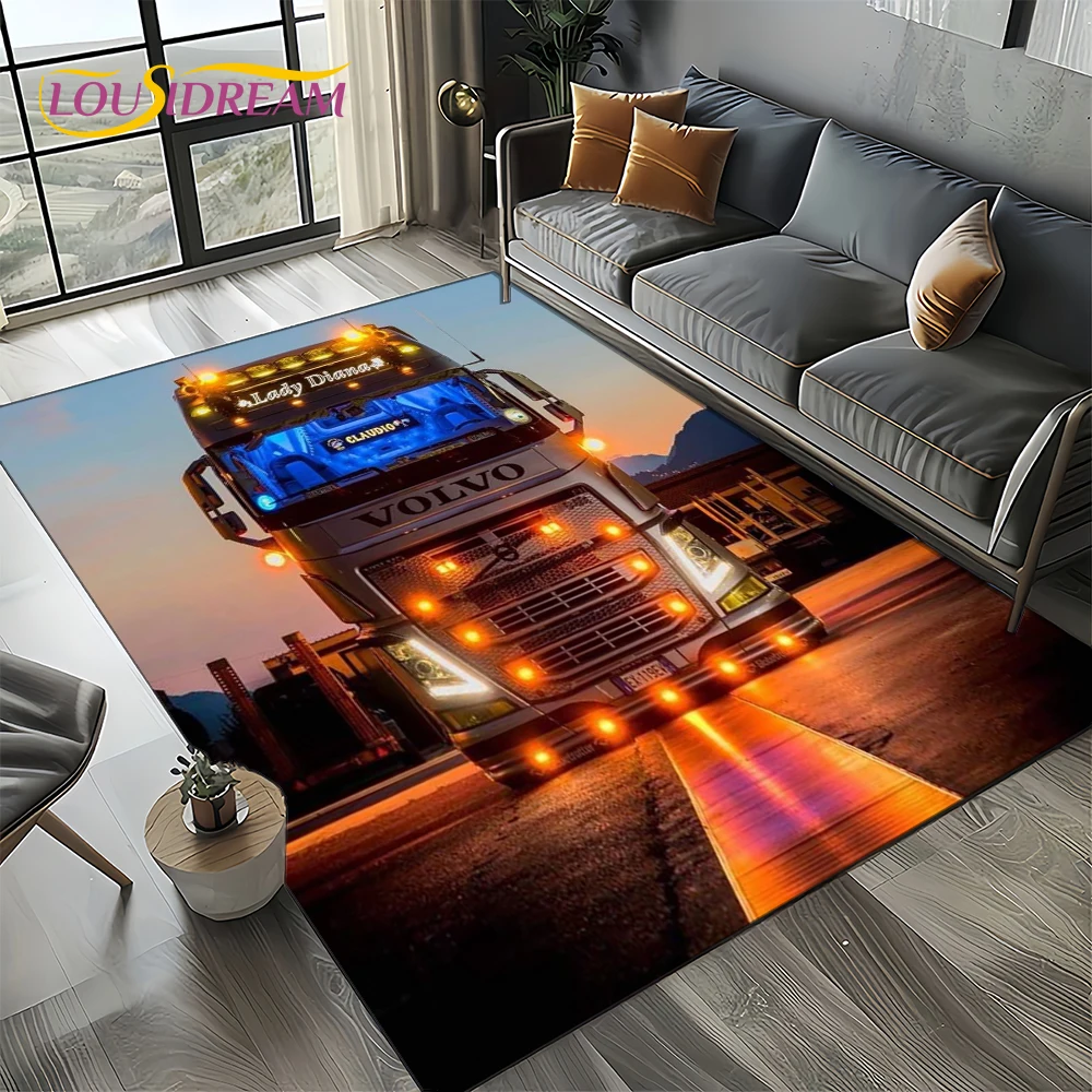 3D Print Volvo Truck Lorry Motorcycle Carpet Rug for Living Room Bedroom Home Sofa Decoration,kids Area Rug Non-slip Floor Mat