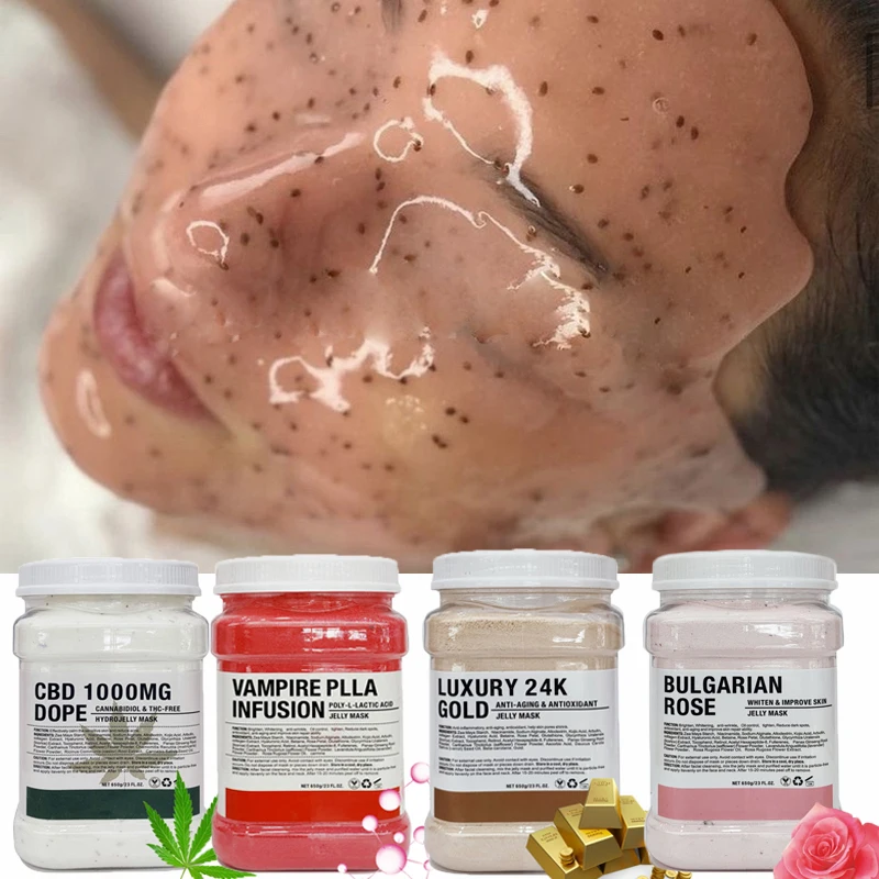 

Beauty Salon DIY SPA Soft Hydro Jelly Mask Powder Whole Sale Collagen Hyaluronic Acid Rose Gold Rubber Facial Mask Skincare 650G