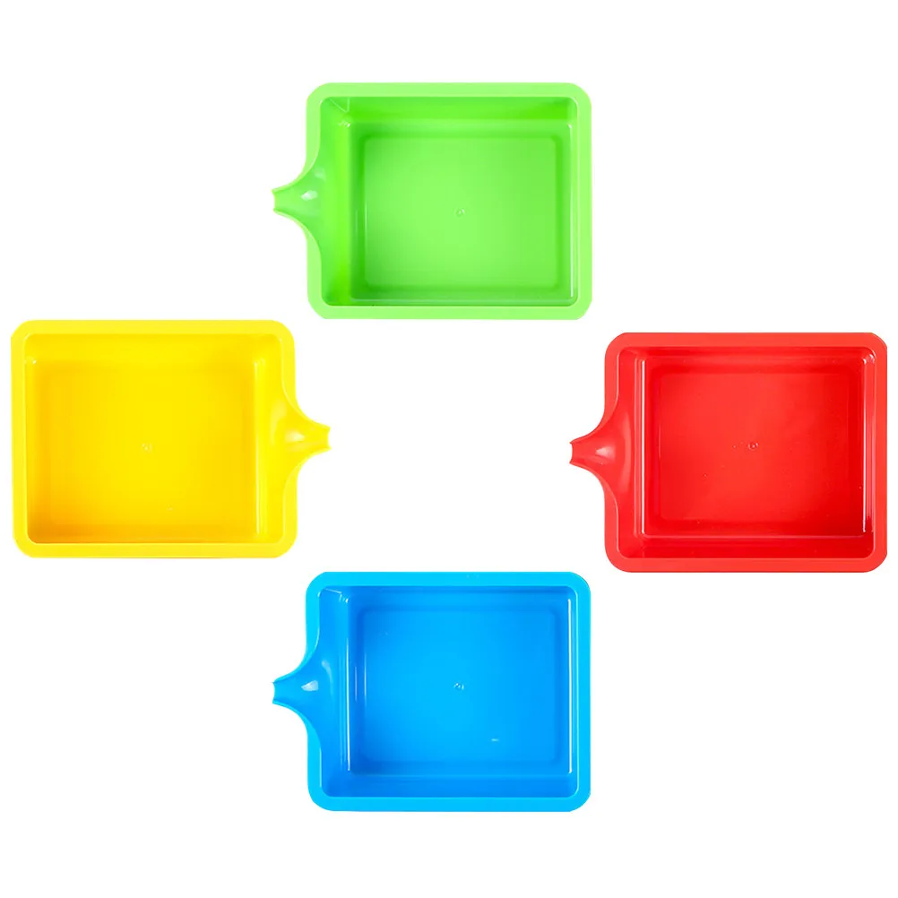 4Pcs Plastic Art Drawing Tray Pointy Tip Design Ergonomic Hand Size Pigment Mix Pallet for Students Artists Watercolor Mixing