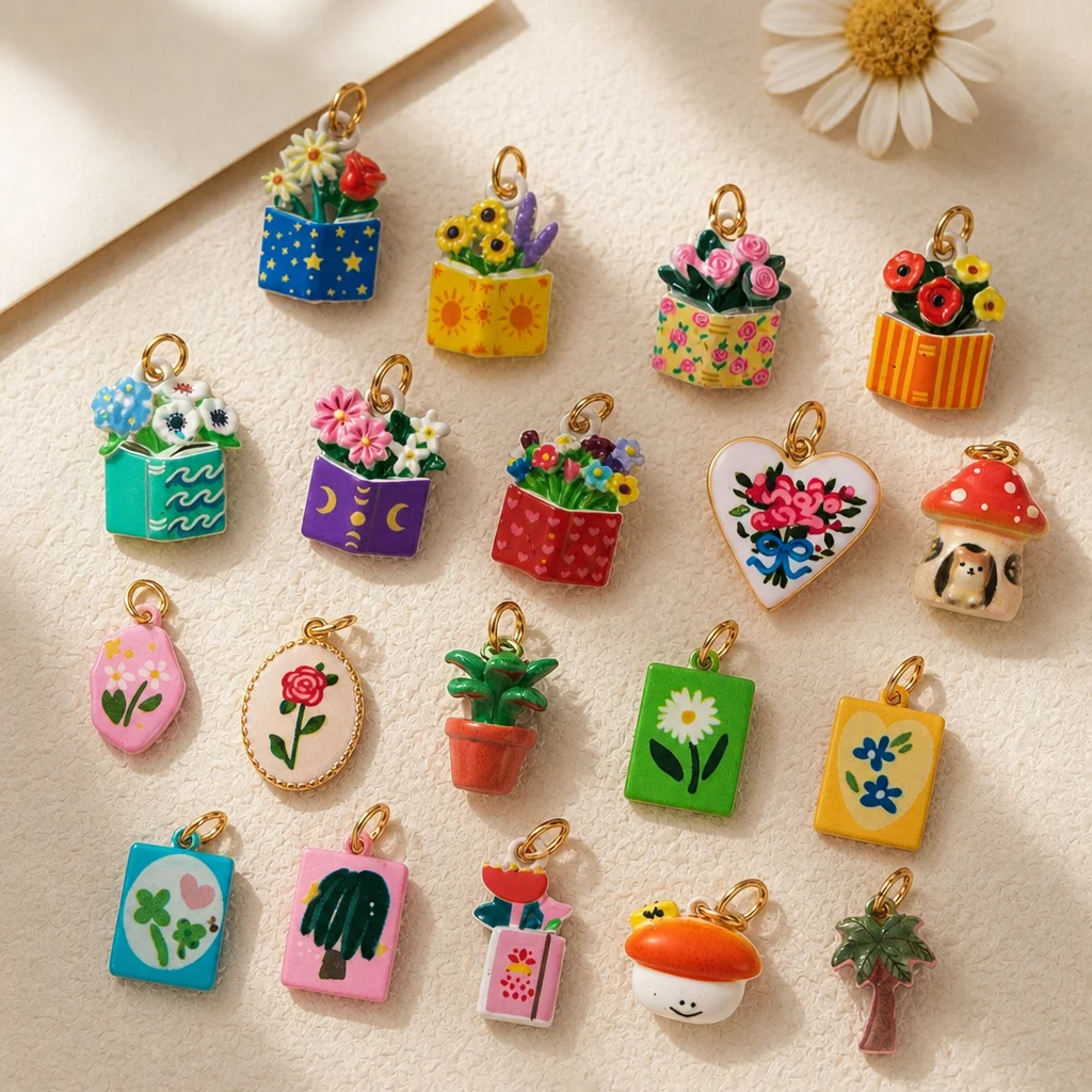 Ins Süßer und Frischer Rosen-Buchstrauß Pilz DIY Anhänger Charms Schmuckherstellung – Detail 2