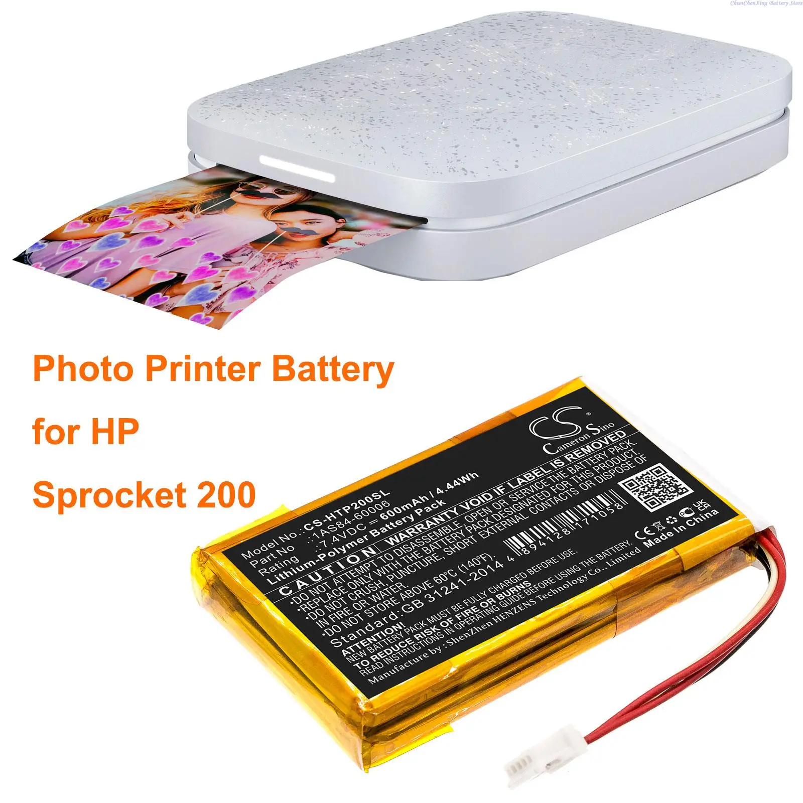 Cameron Sino 600mAh Battery 1AS84-60006 for HP Sprocket 200