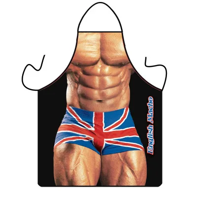 Funny Muscular Man Creative Uniform Apron Men Women Kitchen Cooking Baking Apron Home Cleaning Accessories