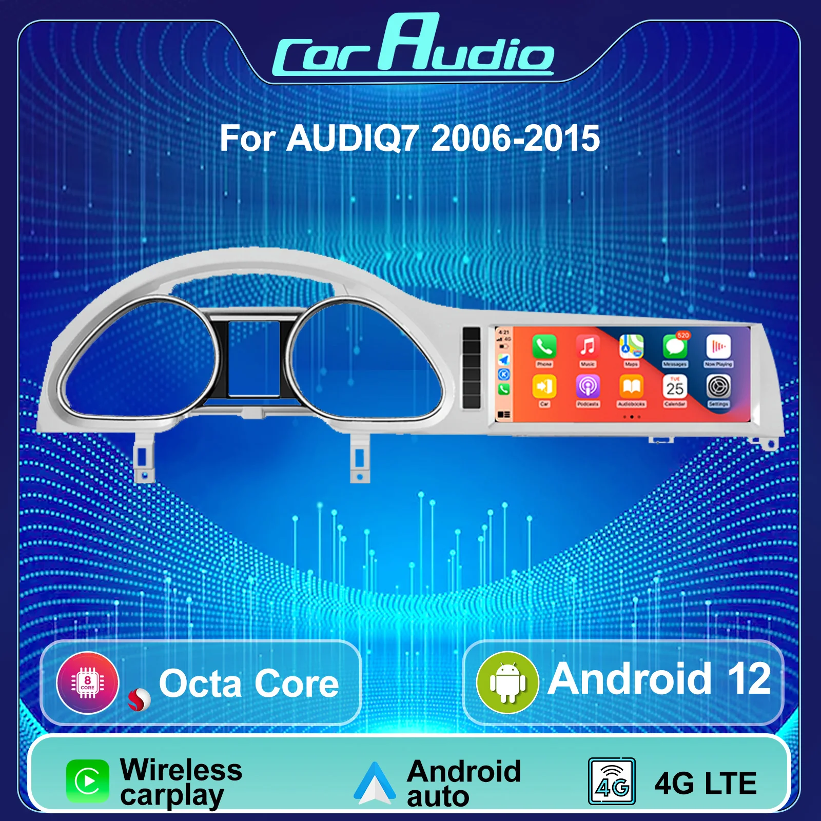 

10.25" Android13 Car Multimedia carplayer voiture For Audi Q7 2006-2015 GPS Navigation Qualcomm Snapdragon radio 1 din Stereo