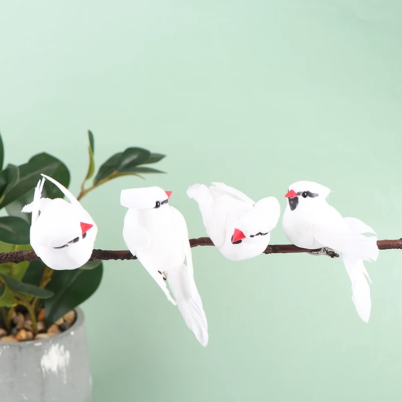 1pc Artificial Foam Feather Dove Lover Peace White Pigeons Garden Wedding Decor Craft Birds Model Photography Props Ornaments