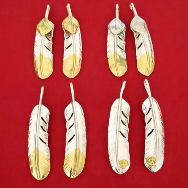 Sterling Silver Gold Tail Feather Necklace Pendant for Women Personalized Exquisite Thin Plate Leaf Pendant for Men's Fashion Je