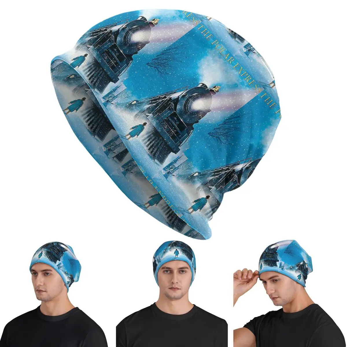 The Polar Express Warm Knitted Cap Fashion Bonnet Hat Autumn Winter Outdoor Beanies Hats for Unisex Adult