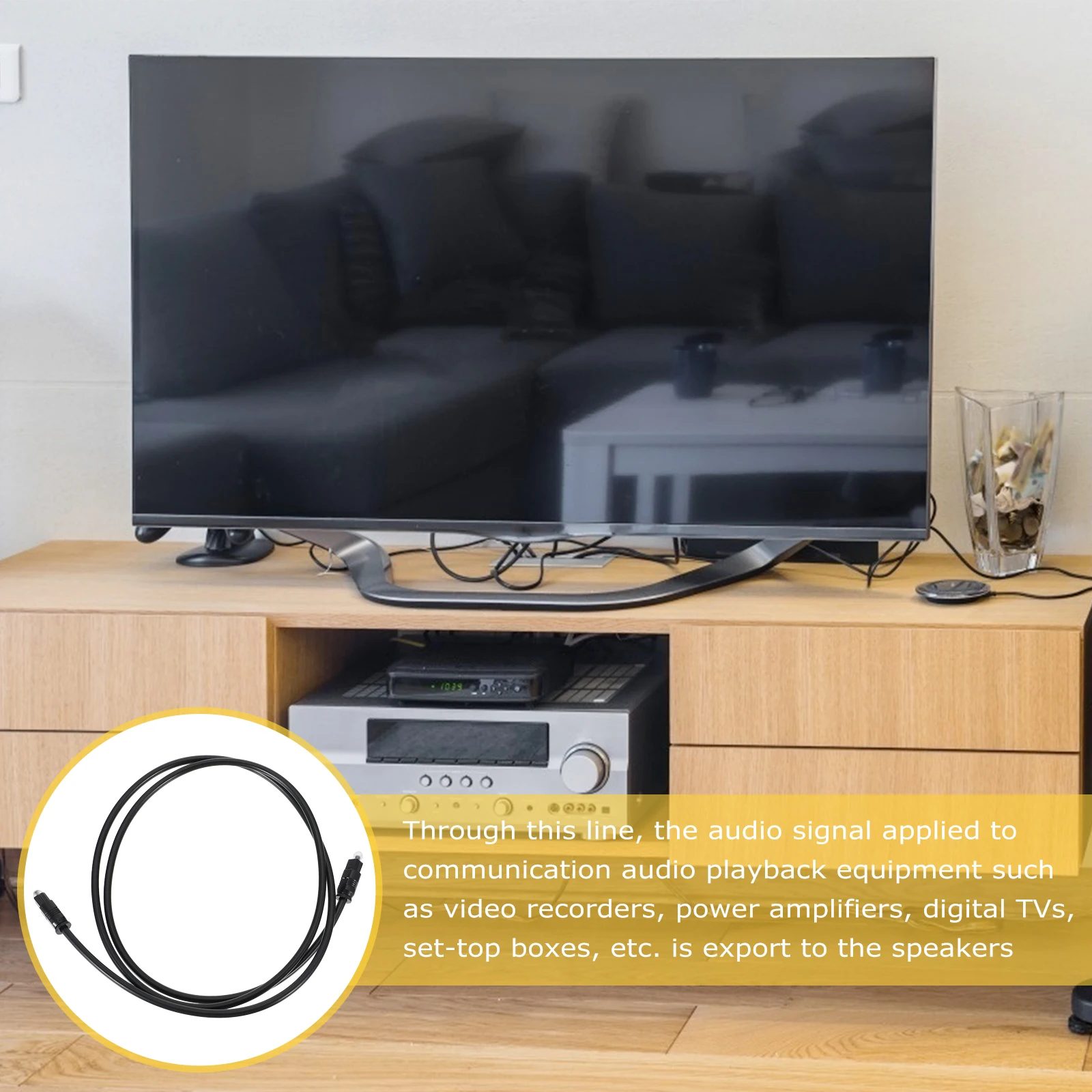 

3pcs Optical Audio Cable Cord Gold-Plated Connectors High- Bar Compatible Long Durable PVC for Home