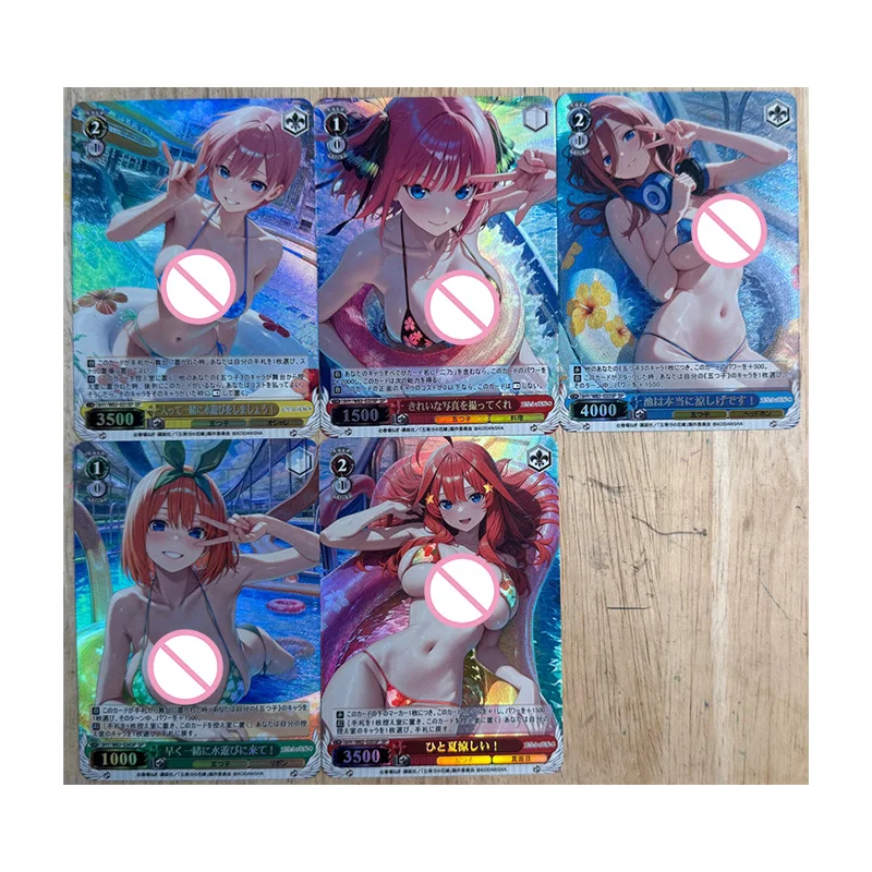 การ์ดสะสมของเล่นของขวัญจากอนิเมะญี่ปุ่นเรื่อง The Quintessential Quintuplets ตัวละครนากาโนะ อิจิกะ นากาโนะ นิโนะ นากาโนะ มิคุ ทำเองได้