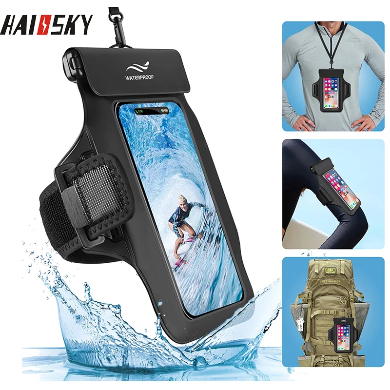 HAISSKY Armband Handy Wasserdichte Tasche Für iPhone 17 16 15 14 13 12 Pro Max 15 Plus Schwimmen Surfen Tauchen Arm Telefon Tasche