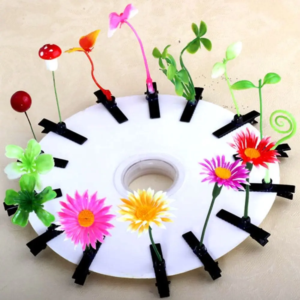 1Pair Simulation Bean Sprout Hair Clip Cherry Butterfly Flower Plant Hairpins Side Barrettes Mushroom Cartoon Duckbill Clips