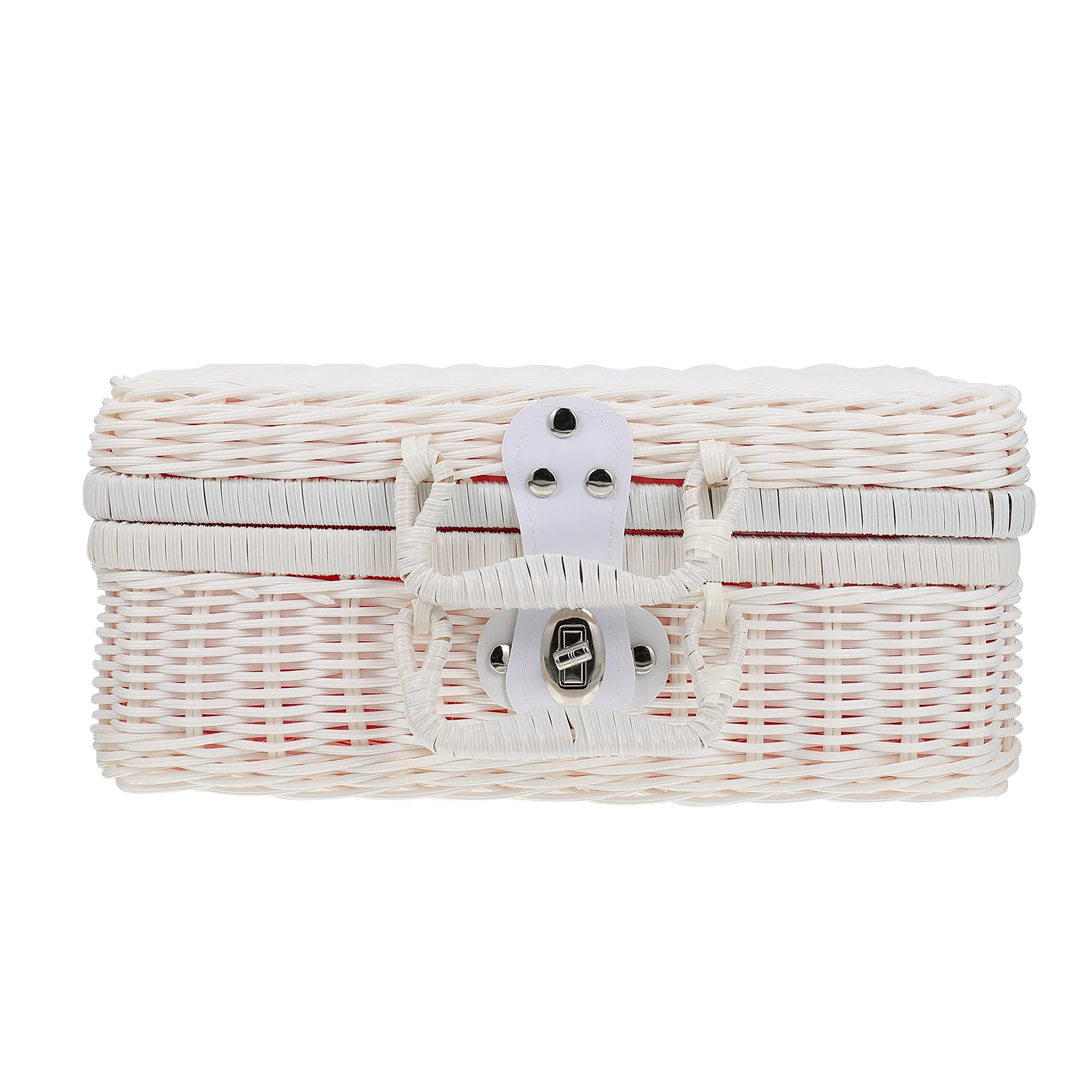 Rattan Suitcase Cutlery Organizer Decorative Vintage Storage Basket Imitation Woven Pp Simulated Handwoven Travel Simulation