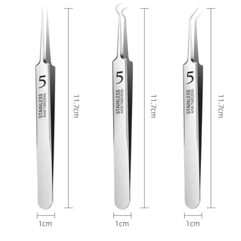 美容院の黒ずみやニキビを除去するためのプロフェッショナルピンセット、黒ずみクリーニングツール、フェイシャルスキンケアツール2/3個