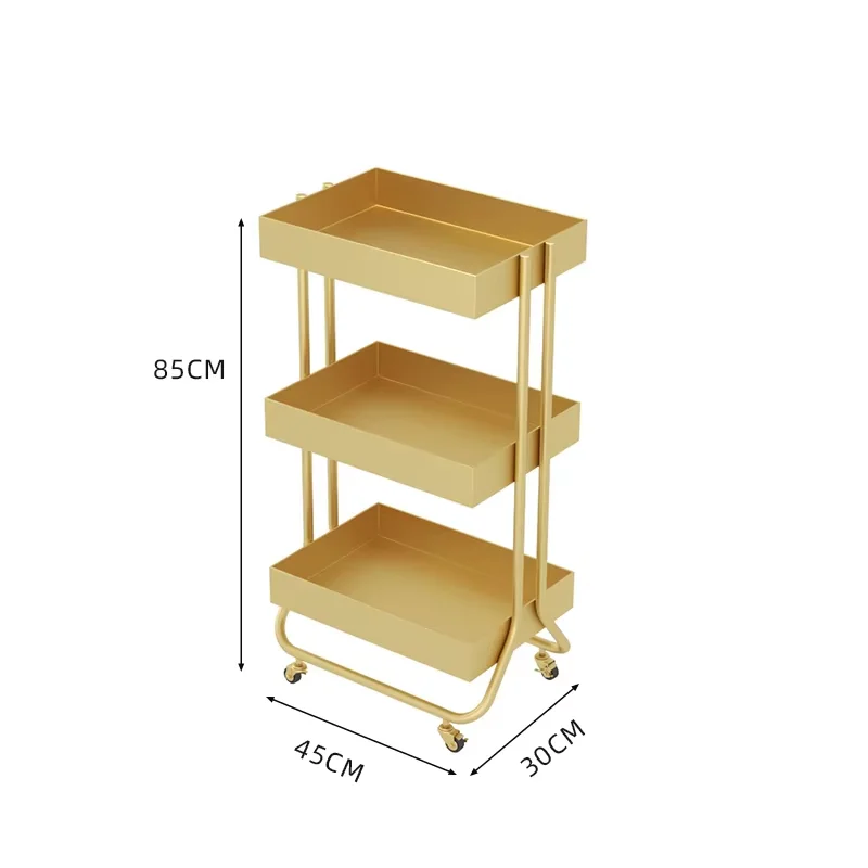 Modisches Design, mehrschichtiger Eisen-Aufbewahrungs-Werkzeugwagen für Nagelkunst, Friseursalon, leichter, luxuriöser mobiler Wagen für den Einsatz im Spa