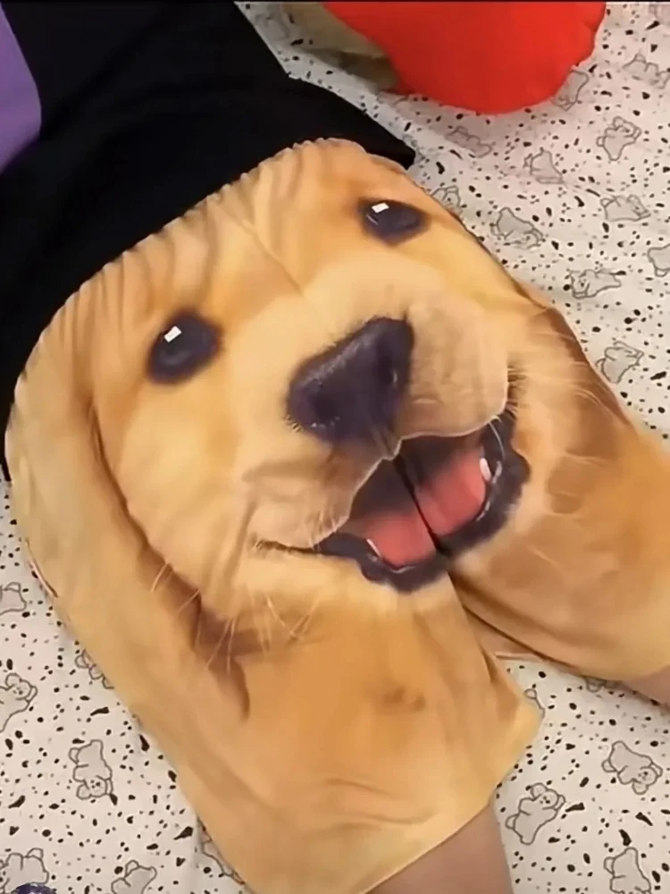 

Brand New 3D Printed Golden Retriever Find Dog Head Men's Casual Beach Pants and Women's Couple Shorts for Summer