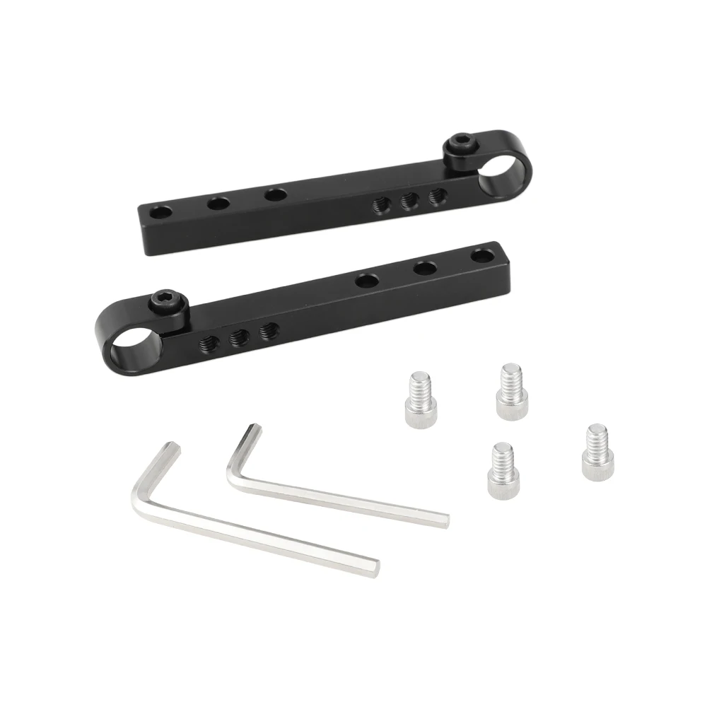 HDRIG Barra trasversale in alluminio da 124 mm 106 mm con adattatore per asta singola da 15 mm Binario inferiore per kit gabbia per fotocamera DLSR (una coppia)