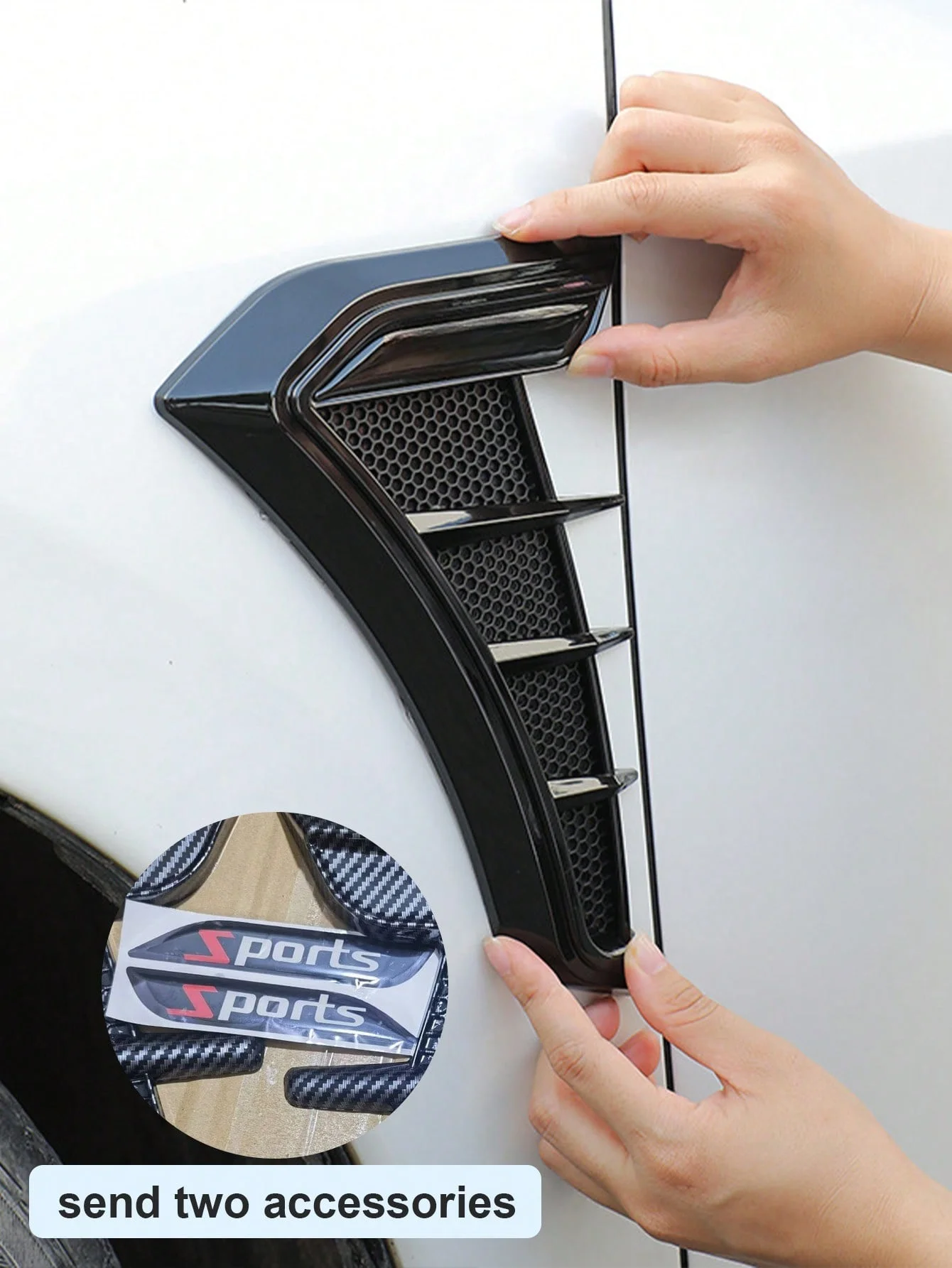 قطعتان من شارات تنفيس صب الجسم الجانبية ثلاثية الأبعاد من ألياف الكربون، ملصقات فتحة تهوية جانبية ذاتية اللصق - مناسبة عالمية #1