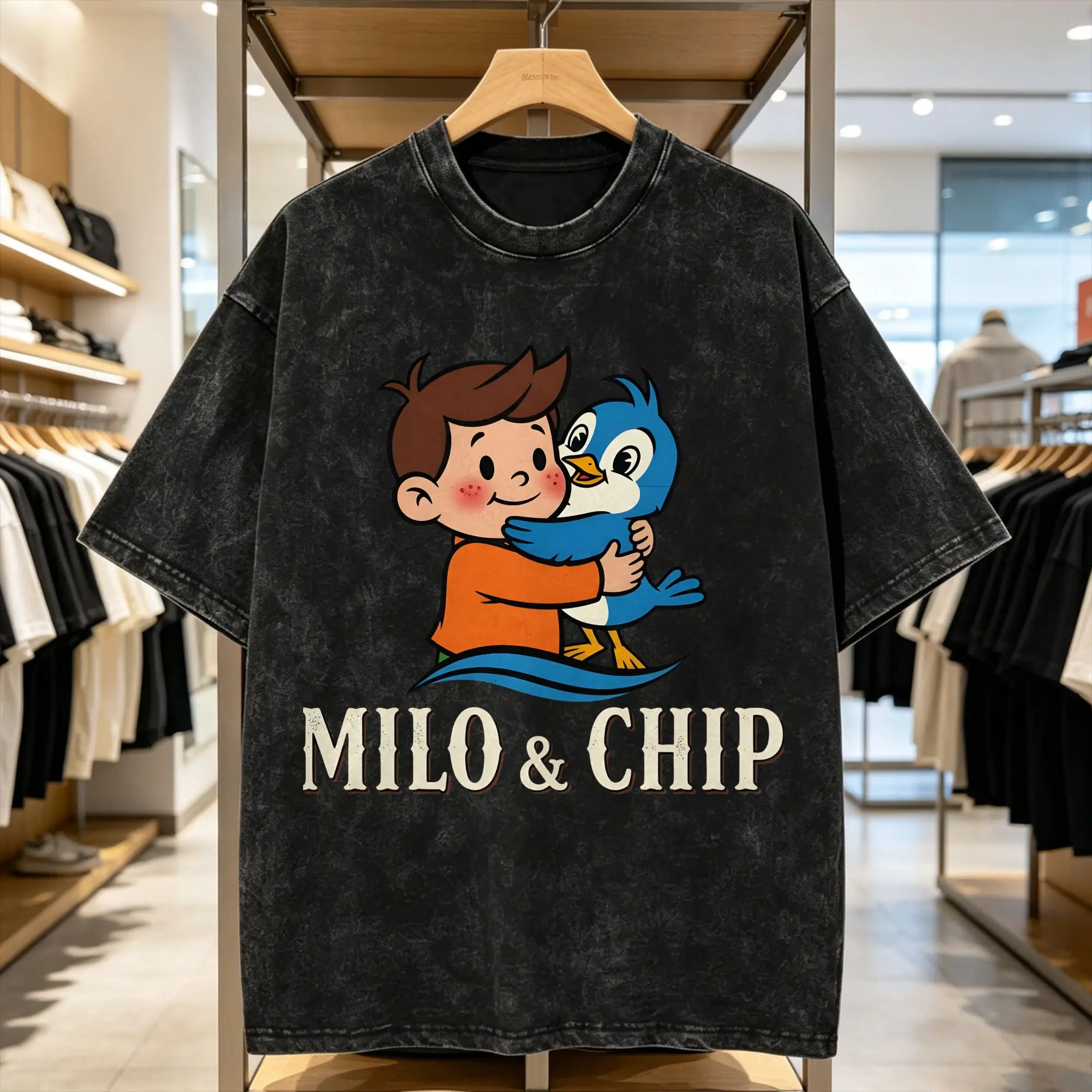 Milo And Chip T-Shirt Summer  Y2K Basic T-Shirts Cotton Fashion Tshirt For Mens Short Sleeve Pattern Top Tees