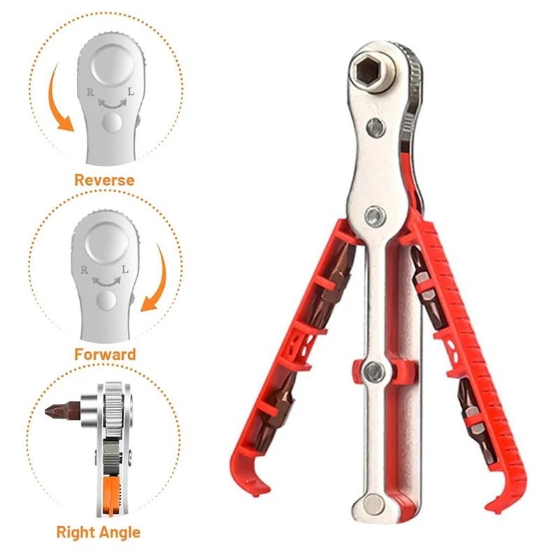 Bidirectionele ratelschroevendraaierset 90 graden offset ratel haakse schroevendraaierset met 1/4 inch zeskantschachtboren