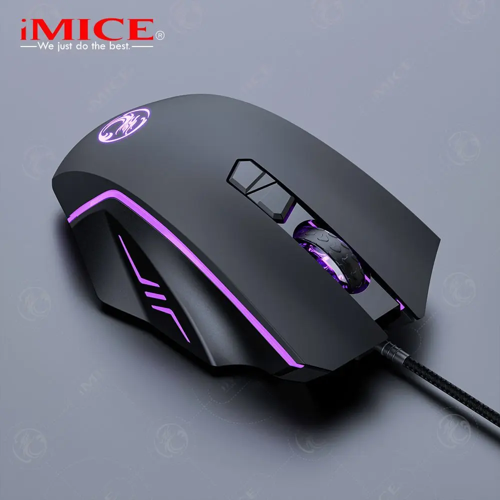 E-sports wired gaming mouse eating chicken LED colorful lights programmable with firepower key 8D