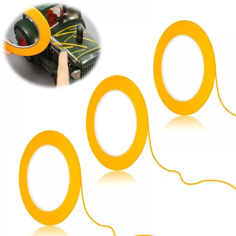 1-5Roll Professional Yellow Masking Tape for Car Painting, 2-50mm Width Textured Paper, No Residue Hand Tearable, 18-50m Length