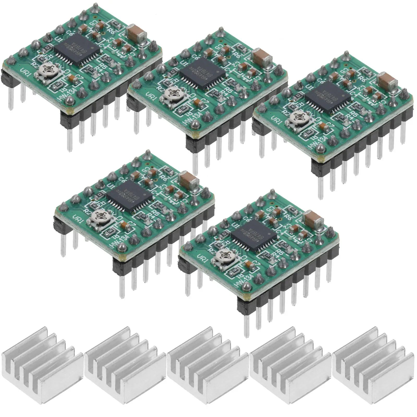 

5Pcs A4988 Compatible 3D Printing Motor Driver Board with Heat Sink for Reprap Ender Printer Stepper Control