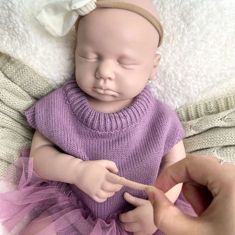 ウェイト付き20インチ女の子/男の子ルルソフトウォッシャブルシリコンリボーンドール、コレクター/アーティストへのギフトに最適な高シミュレーションブランクドール