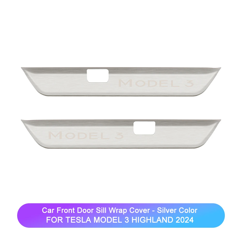 For Tesla Model 3 Highland 2024 Door Sill Trim Strip Cover Stainless Sticker