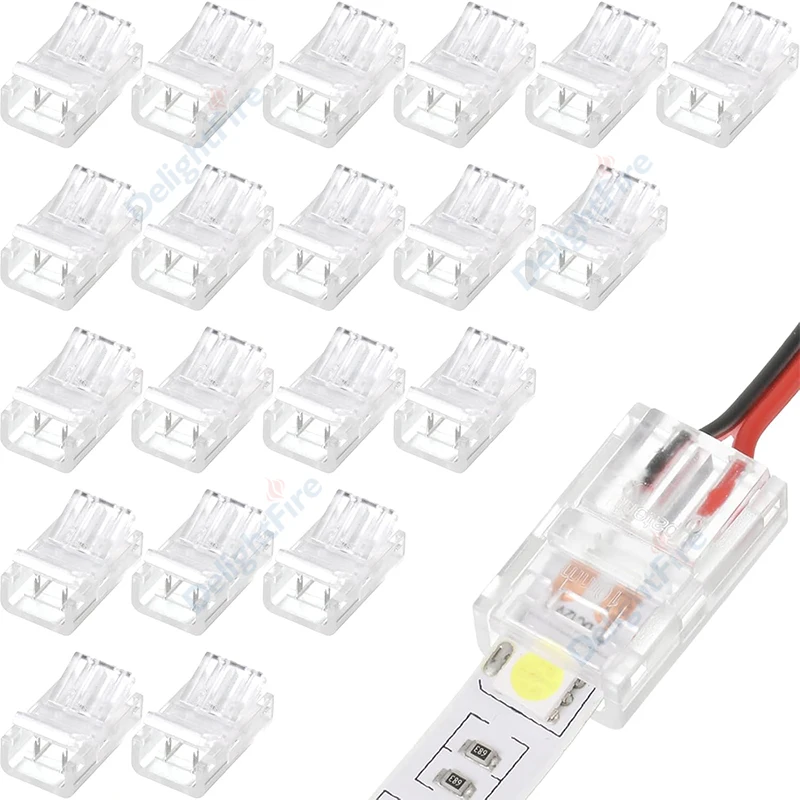 20 шт. SMD LED-коннекторы для проводов 8/10/12 мм, беспаечные соединители для светодиодных лент 8, 10, 12 мм, 2/4/5/6-контактные, для одноцветных светодиодных лент 5050